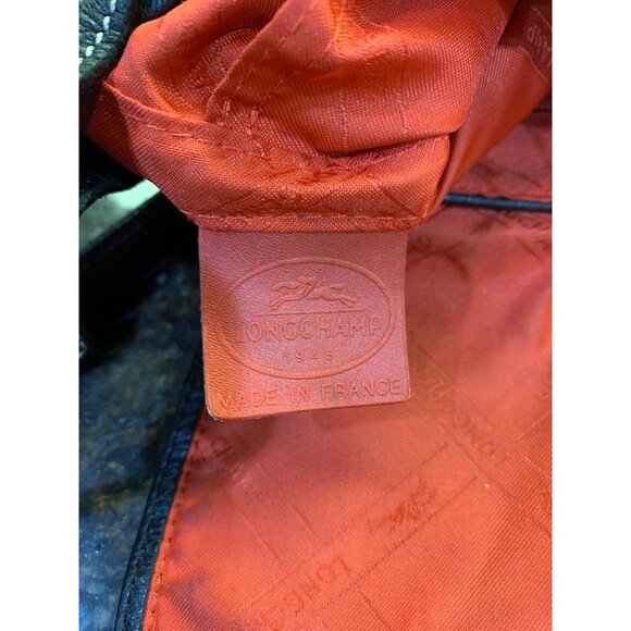 Vintage Longchamp Pebbled Black Leather with Silver Hardware Crossbody GUC - Picture 11 of 12